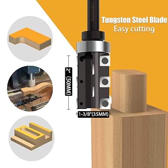 CNC Spoilboard Surfacing Router Bit & Trim Bit (1/2 Shank 1-3/8(35MM) Diameter 2 Cut Length) CNC Router Bits End Mill for Wood Mortises Carving Engraving Tool