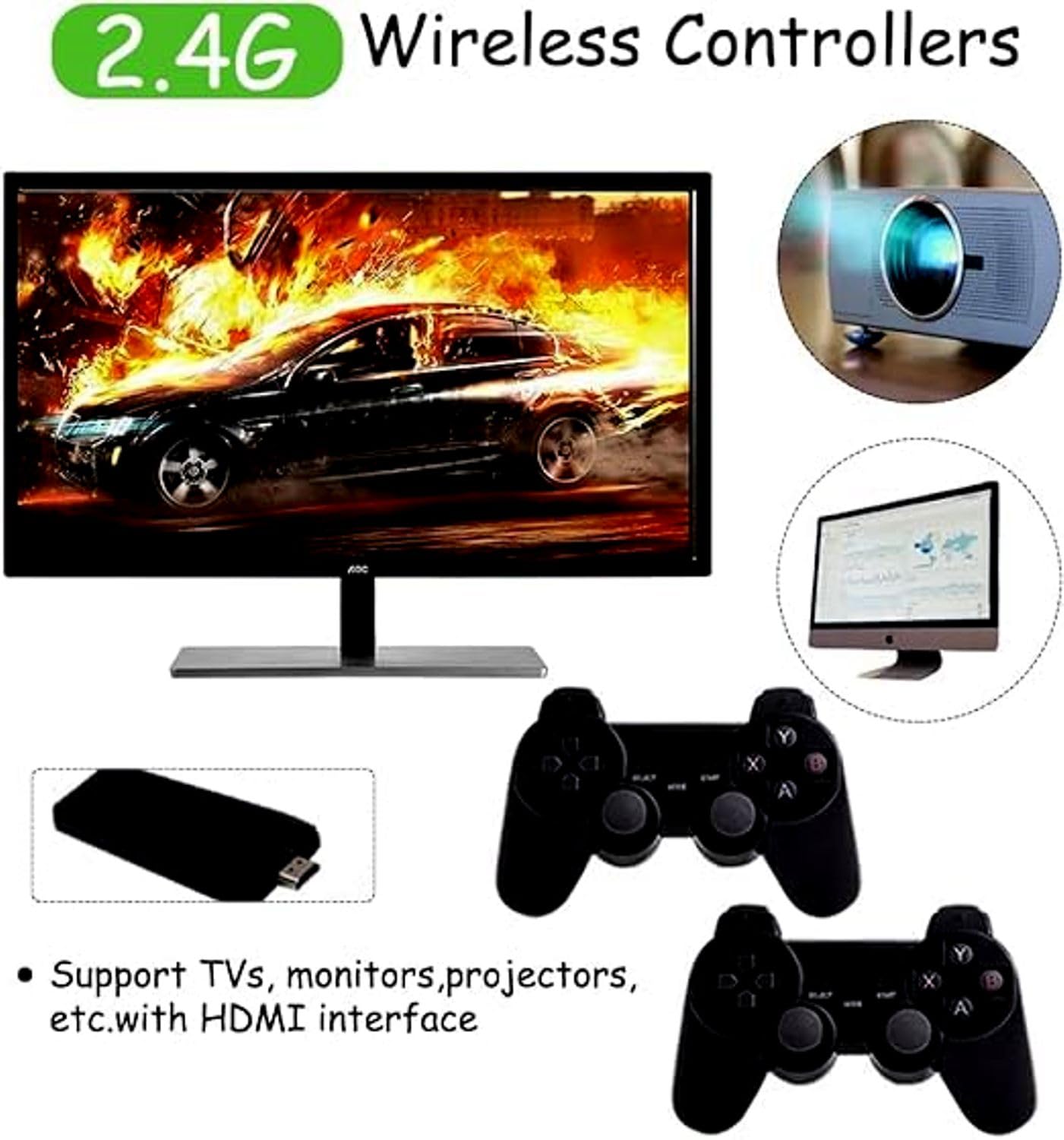 NextTech 4K Ultra HD 2026 Retro Game Console | 20,000+ Built-in Classic Games | Dual 2.4G Wireless Controllers | 64GB Plug & Play TV System for Family Fun 4