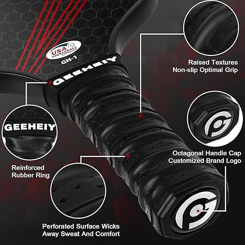 Miniatura 4 de Juego de 2 palas de pickleball aprobadas por USAPA con superficie de fibra de vidrio con raquetas de pickleball, juego de paletas de pickleball,