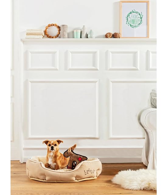 Foto 4 de 5 de Dehner Cama para Perros y Gatos Sammy, Ovalada, Aprox. 57 x 52 x 14 cm, poliéster, Beige