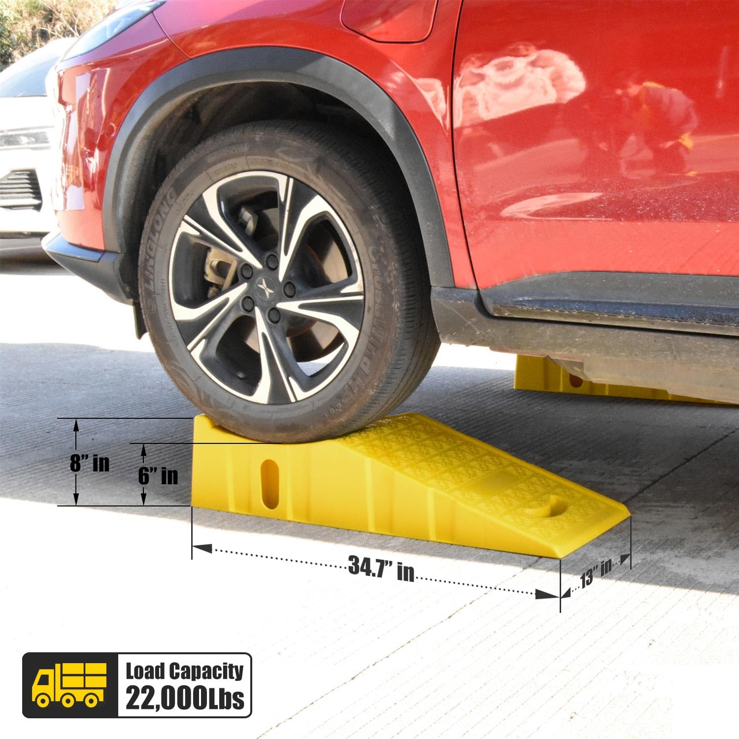 Lot de 2 rampes de camion extra lourdes, double butée de roue durable, rampes de service de sécurité pour stationnement de voiture, entretien de la maison, garage ou changement d'huile - 88,9