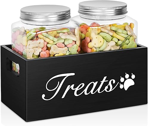 Recipiente para golosinas para perros y gatos, contenedor de almacenamiento de alimentos para perros con asa, organizador de almacenamiento de