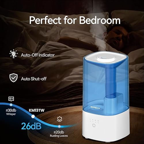 Miniatura 3 de Humidificadores de niebla fría para dormitorio, humidificador pequeño de 2.0 litros para bebé y plantas, dura hasta 10 horas en el ajuste máximo de