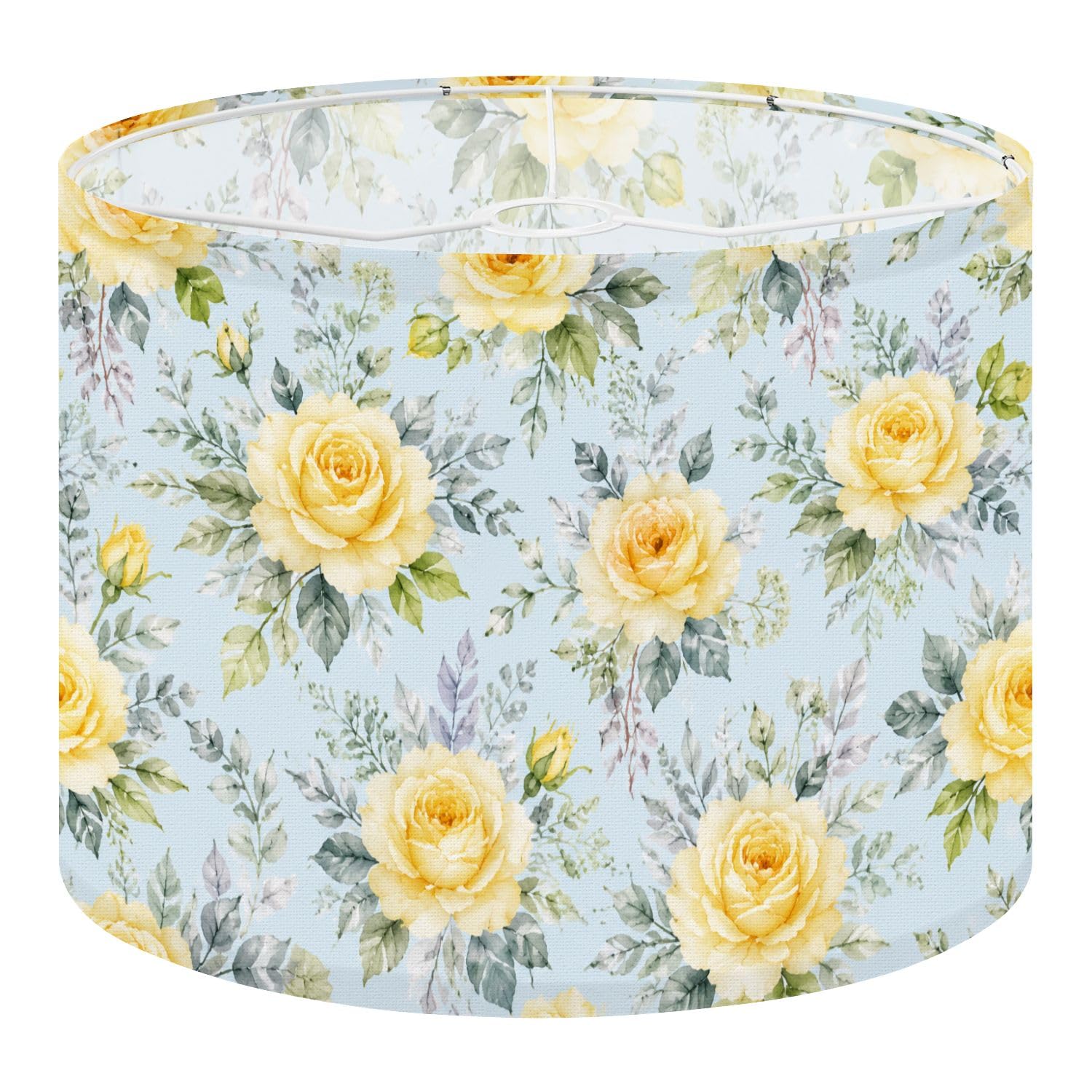 Deruinvaio Multi7 2Pcs 13In Lampshade Lamp Shade Yellow Rose Floral Light Blue For Ceiling Light, Table Lamp Floor Lamp Easy Assembly Replacement Light Shade