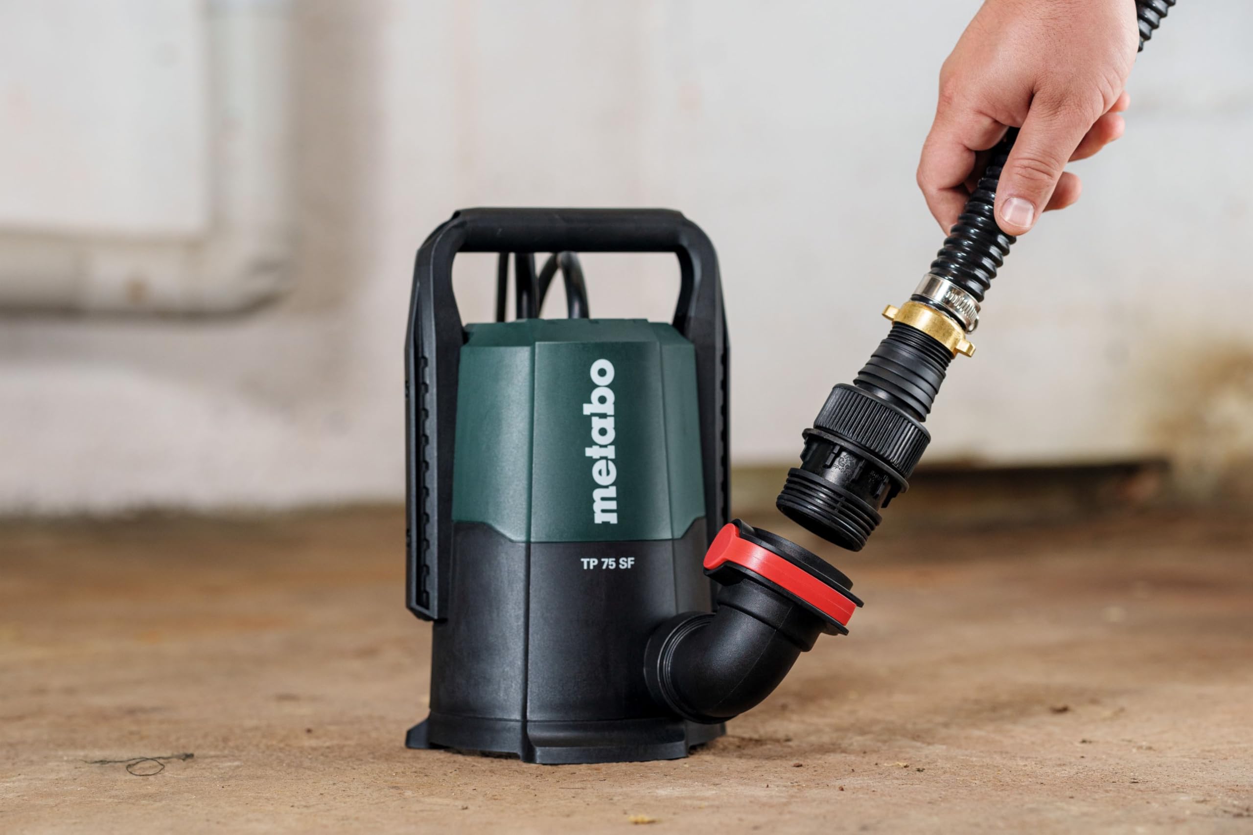 Metabo TP 75 SF pompa zanurzeniowa do czystej wody (maks. wydajność tłoczenia 7500 l/h, odsysanie wody resztkowej do 1 mm, przełącznik pływakowy z regulacją wysokości) 601790000
