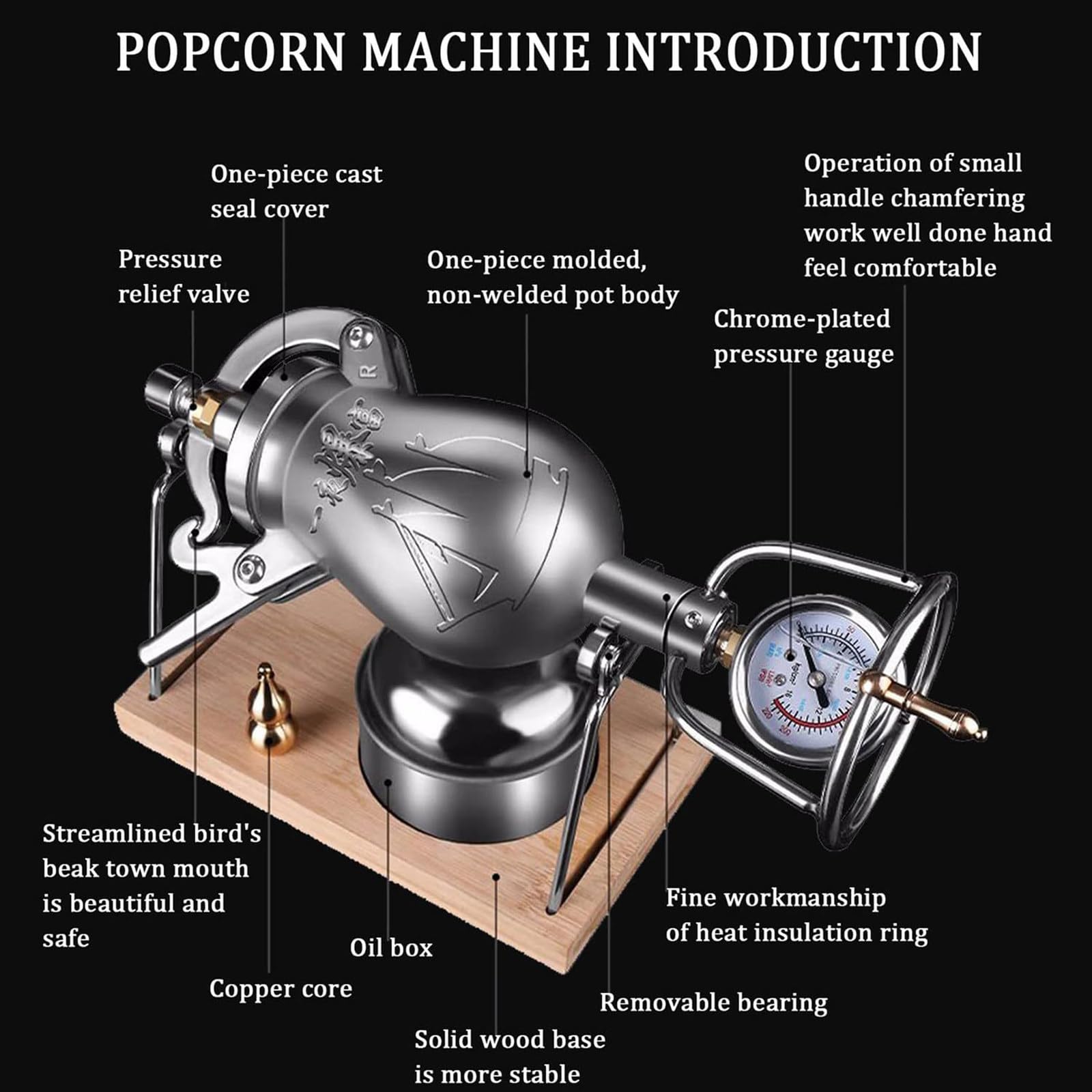 Popcorn-Maker, Edelstahl-Mini-Handkanone, Familientreffen, Party, Lebensmittelverstärker – perfekt für Spaß und einfaches Snacken