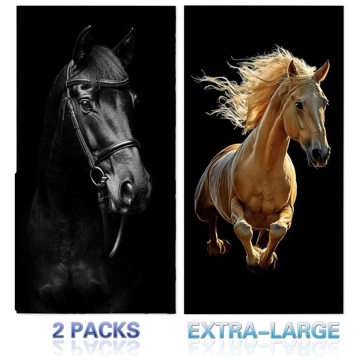 Serviette de Plage xxl 2 Pack Grande Serviette de Plage en Microfibre 90 x 200 cm Résistante au Sable, Séchage Rapide, Absorbante Drap de Bain, L'été Essentials Femme Cadeau (Animaux chevaux) B-238