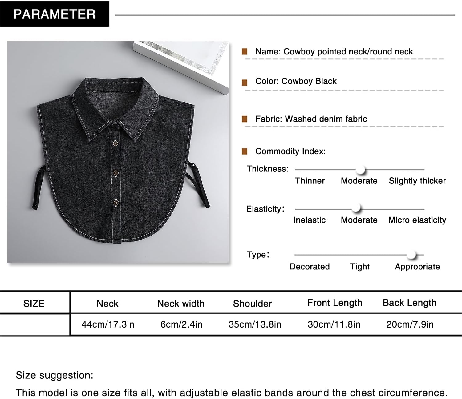 Eforcase Fake Collar Detachable Dickey Collar for Women Denim Fake Collar False Shirt Collar Dickey Collars Faux Collar - Image 5