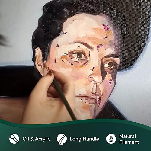 Miniatura 3 de Silver Brush Limited 1001 Grand Prix - Pincel plano para pinturas al óleo, tamaño 10, mango largo