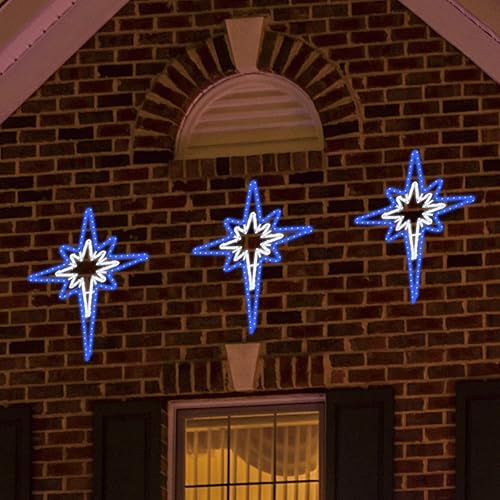 Miniatura 10 de GLOWNOVA Grande de 25 x 16.5 pulgadas Luces grandes de estrella de Belén para exteriores, 408 luces LED para decoración de Navidad al aire libre,