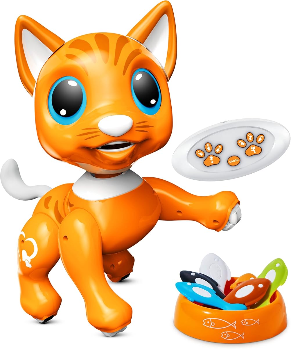 Power Your Fun Robo Pets Juguete para gatos para niñas y niños – Juguete robot de control remoto gestos interactivos de movimiento de mano, juguetes programables STEM inteligentes, caminar, bailar robot mascota gato para niños