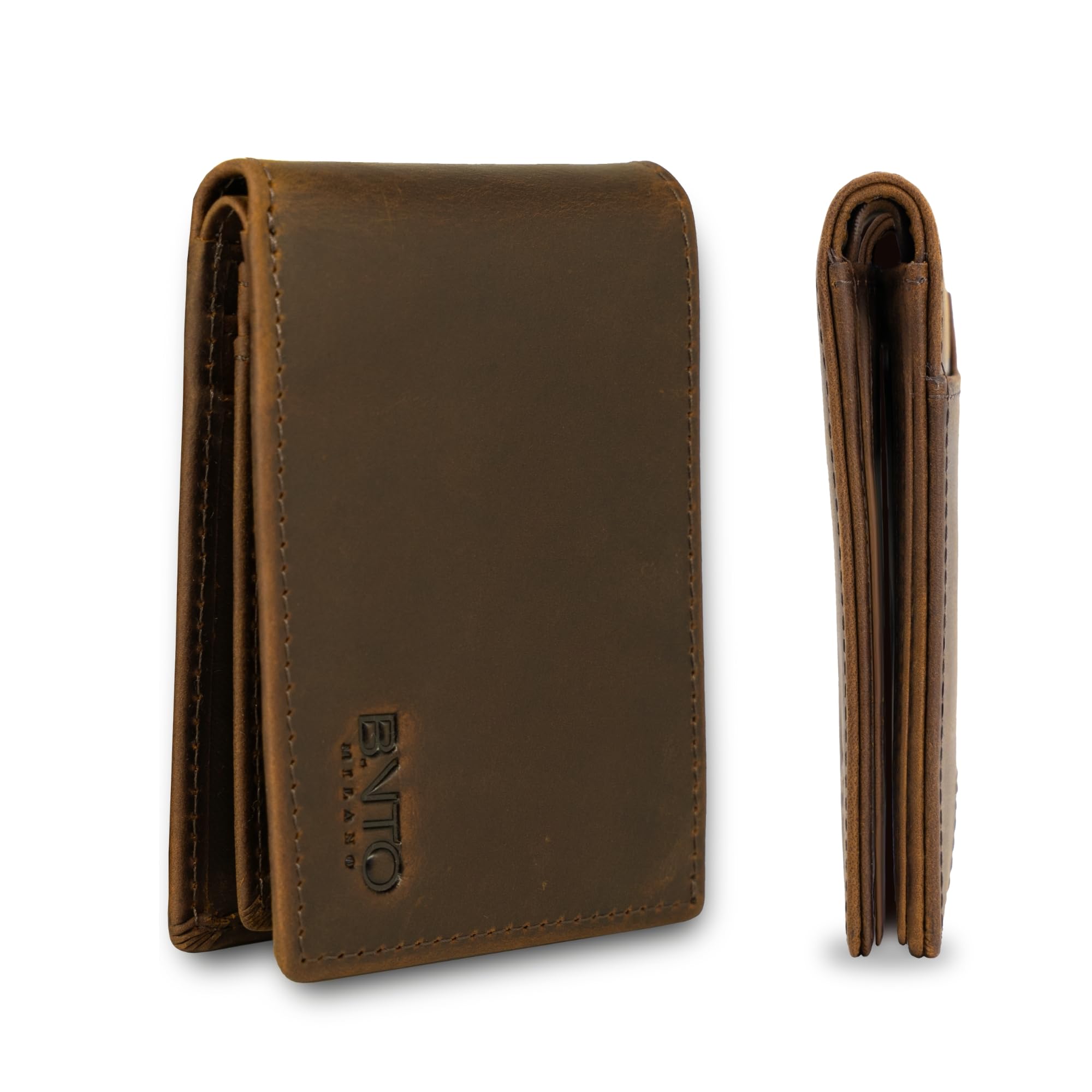 BNTO Milano Leather Wallets For Men | A RFID Wallet For Men Designed to Securely Carry Your Essentials. Full-Grain Leather Slim Wallet, Small And Thin
