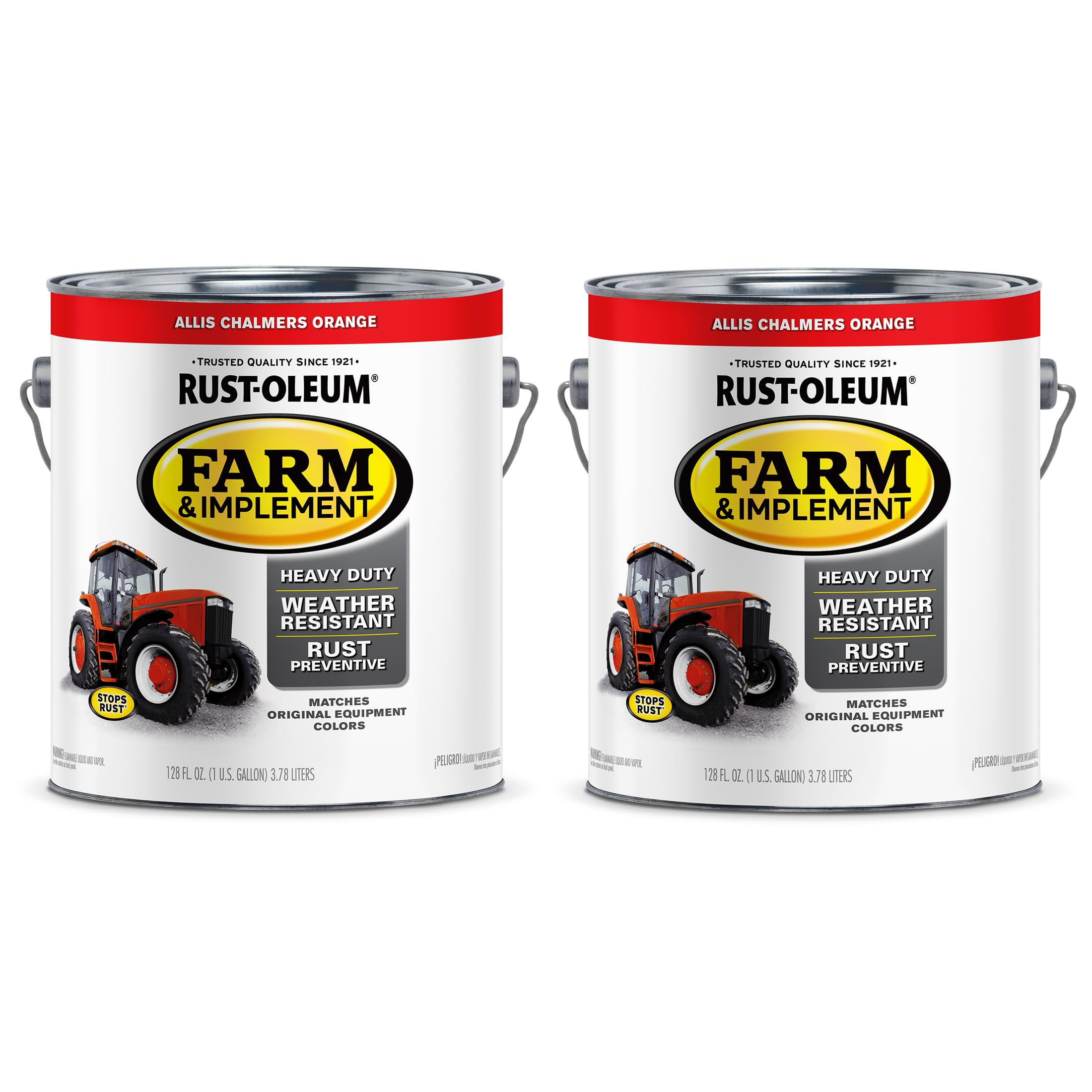 Rust-Oleum 280176-2PK Farm &amp; Implement Enamel Paint, Gallon, Allis Chalmers Orange, 2 Pack