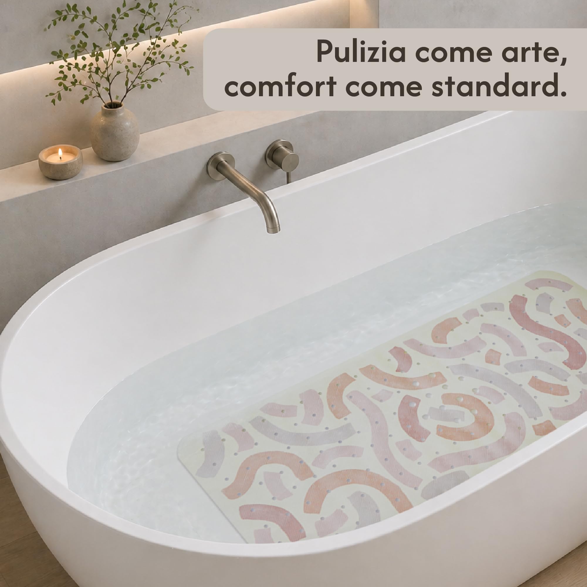 Hakuna Matte Gentle Arcs - Tappetino da bagno per bambini, antiscivolo, 100 x 40 cm, con gancio, antiscivolo, senza BPA