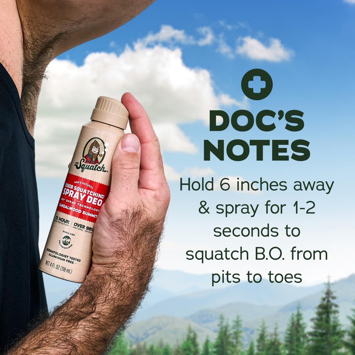 Dr. Squatch Spray Natural Men’s Deodorant – Quick Dry Deodorant Men, Aluminum Free, Dermatologist-Tested – Created for all Skin Types – Coastal Mist + Sandalwood Summit, 4oz (2-Pack)