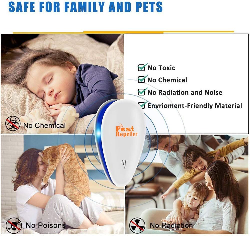Ultrasonic Pest Repeller 6 Pack, 2020 Upgrade Plug in Pest Control,Best Indoor Repellent for Children and Pets Safe, Electronic Pest Control, Mosquito, Mouse, Cockroaches,Rats,Bug, Spider, Ant