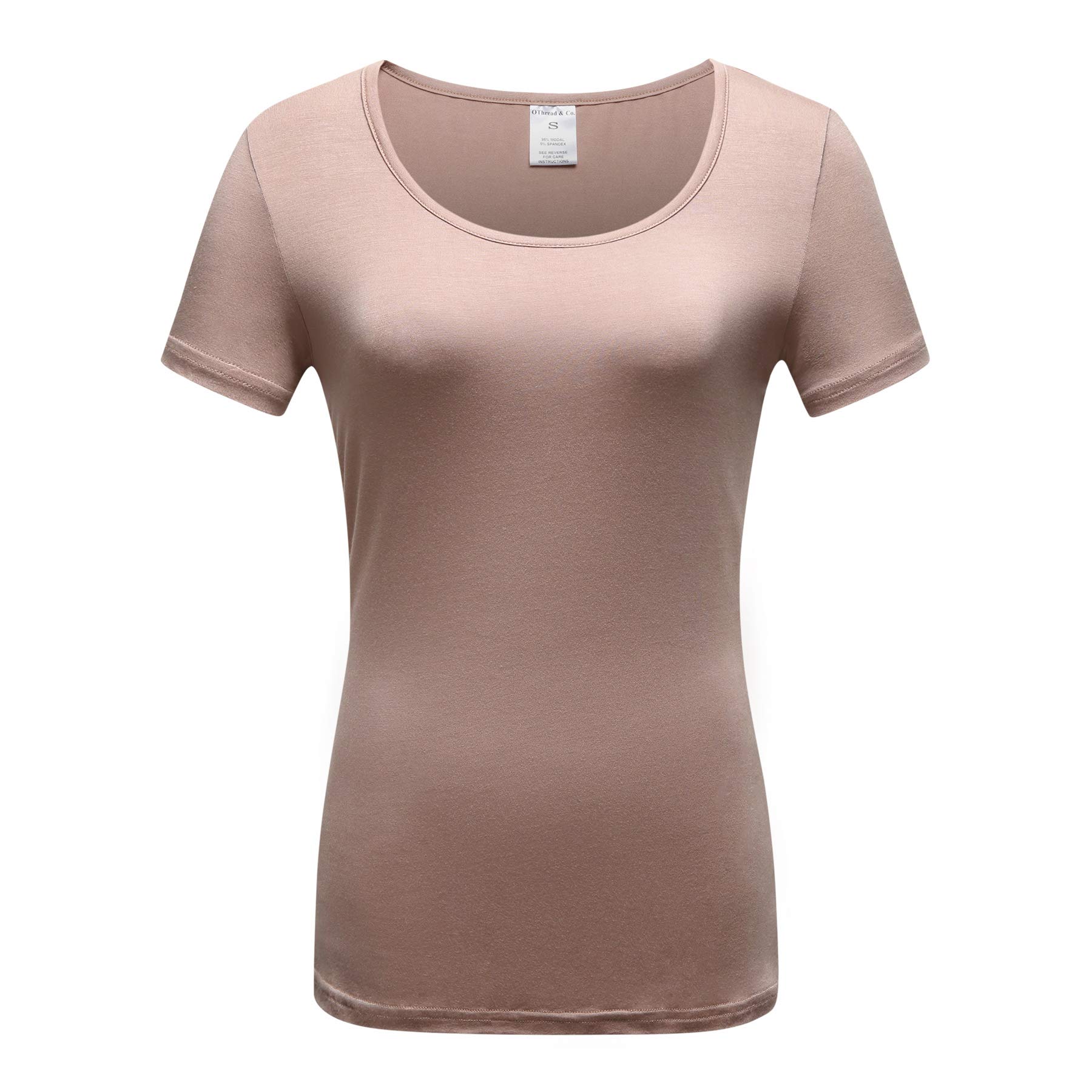OThread & Co.Women's Short Sleeve T-Shirt Scoop Neck Basic Layer Stretchy Shirts