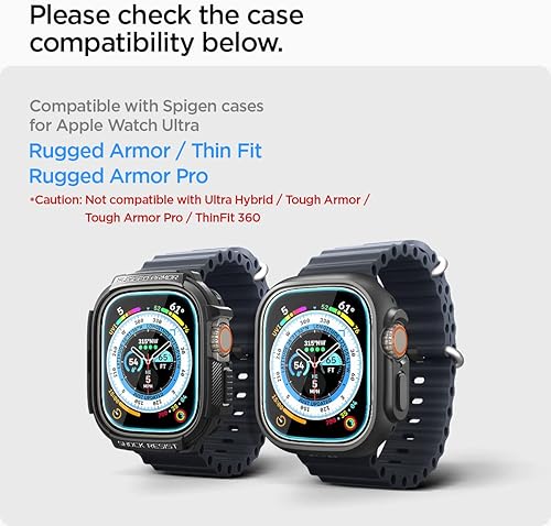 Miniatura 3 de Spigen Protector de pantalla de vidrio templado [Glas.tR EZ Fit] diseñado para Apple Watch Ultra 3 / Ultra 2 / Ultra (1.929 in) – Paquete de 2