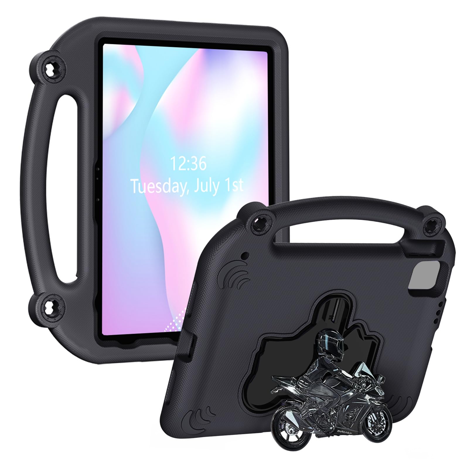 Custodia Protettiva in EVA per Bambini, Copertura per Tablet Antiurto, Protezione Totale Contro la Caduta del Corpo con Supporto e Maniglia, per 10a 11a Generazione e Altre Serie (BLACK)
