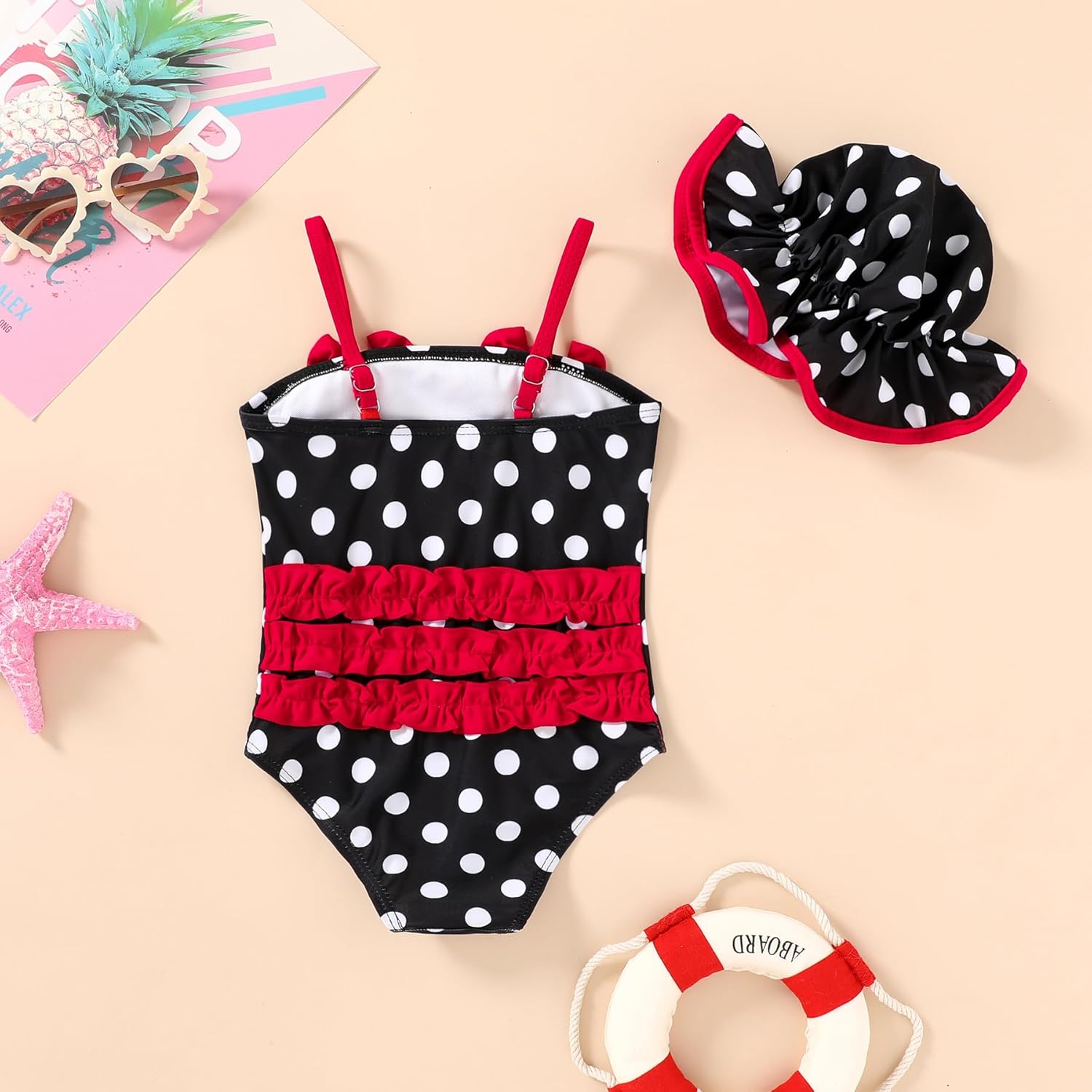 YOUNGER TREE Toddler Baby Girl Swimsuit Infant One Piece Bathing Suits with Hat Newborn Summer Beach Swimwear - Image 2