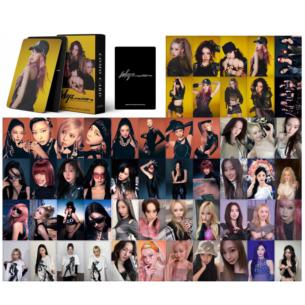 Qkdeytwtr 55Pcs Photocards Collections New Album New Song 'My' Karina Giselle Ningning Aespa Photocards Kpop Postcards