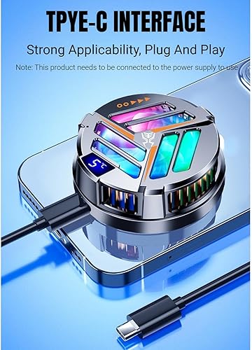 Miniatura 3 de Phone Cooler Magnetic Phone Cooler Cooling Fan for Gaming, Compatible with 12,13 & 14 Series , Dual Semiconductor, with LED Display for
