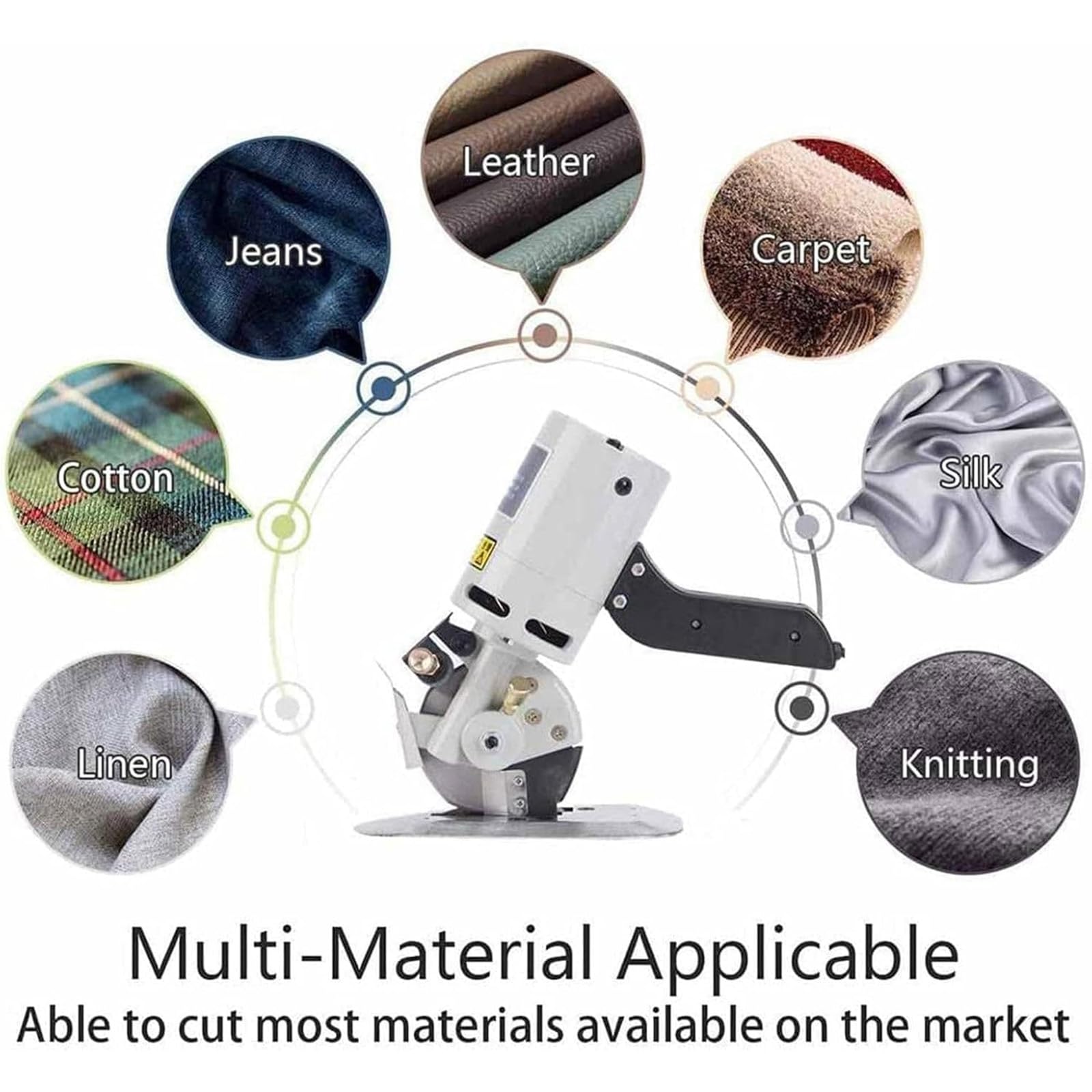 Electric Round Knife Cutting Machine, 200w Electric Fabric Circular Knife Cutter with 90mm Blade & 30mm Cutting Thickness, Self-Sharpening Convenience, for Craft Sewing, Textile, Leather