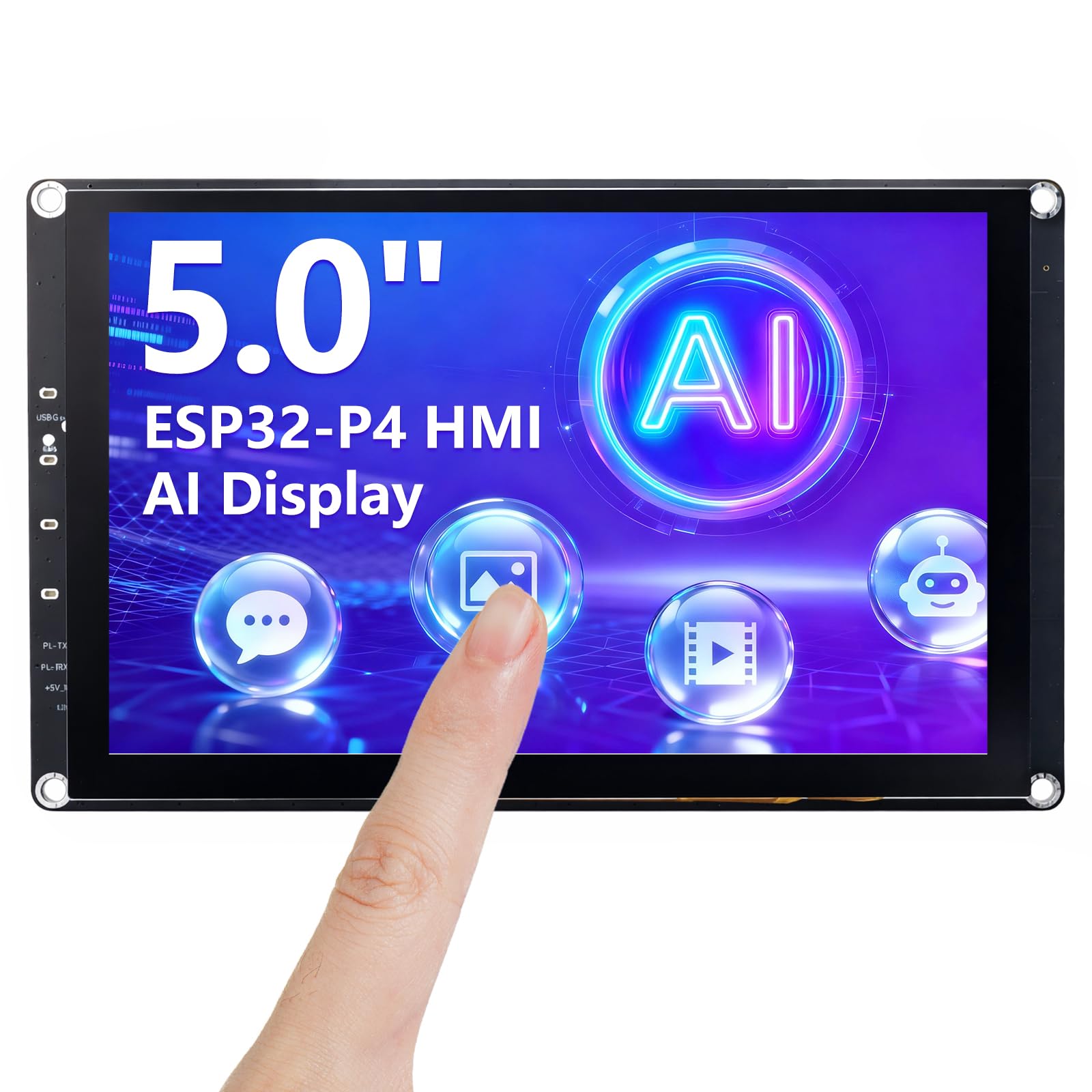 ELECROW ESP32 Display 800x480, 5 pollici HMI ESP32 IPS Touch Screen, Supporto AI Interazione Speech, Processore Dual-Core ESP32-P4, fino a 400MHz, Compatibile con Arduino, ESP-IDF, LVGL (senza