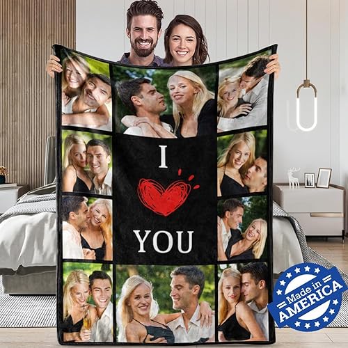 TinyName Regalos personalizados con texto en inglés "I Love You" para novio, manta personalizada con fotos, manta de franela personalizada con disponible en Yaxa Colombia
