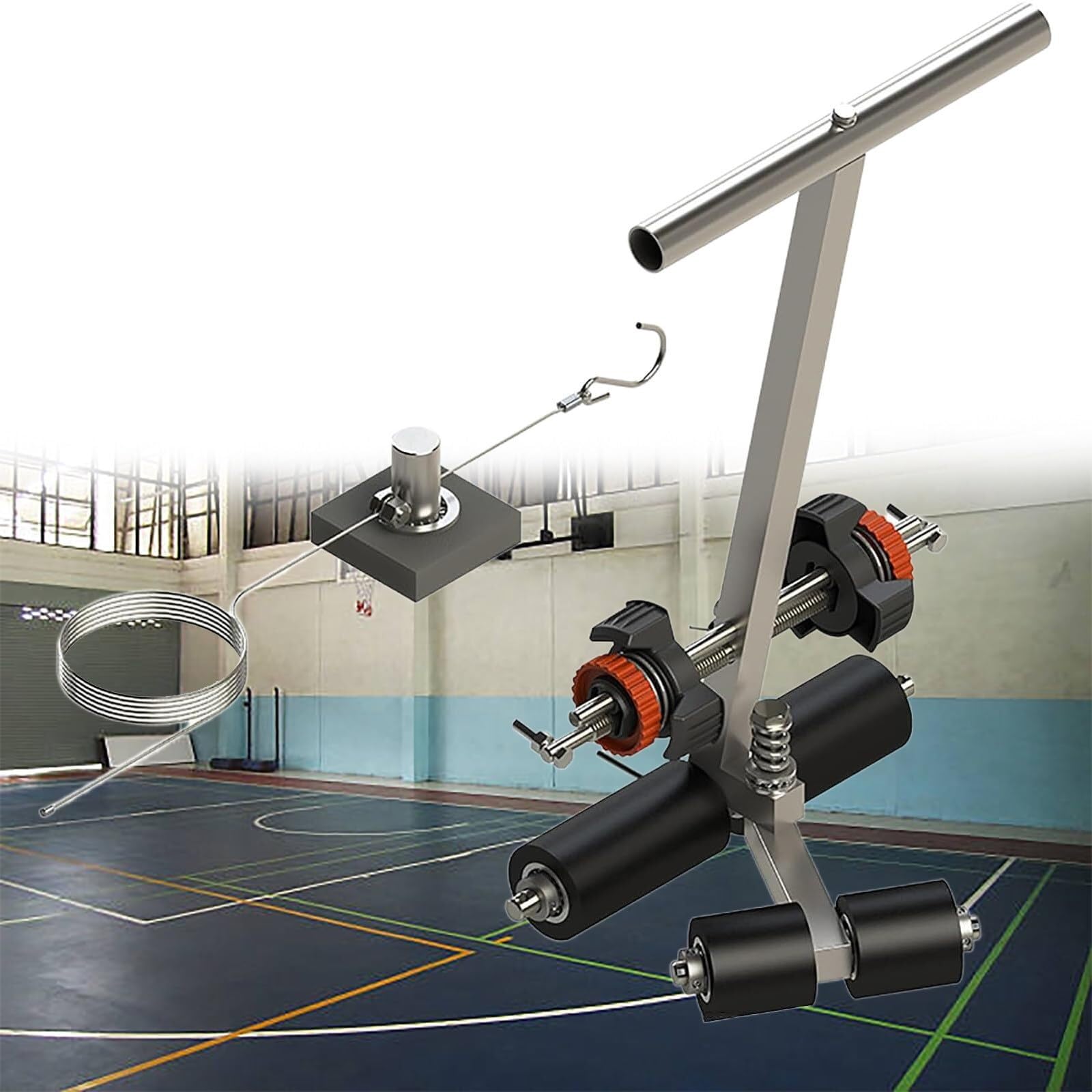 IUokLU Adjustable Floor Tape Applicator for Court Lines, Hand-Pushed Line Striping Machine, Basketball Field Stencil Kit - Perfect for Sports Fields and Courts