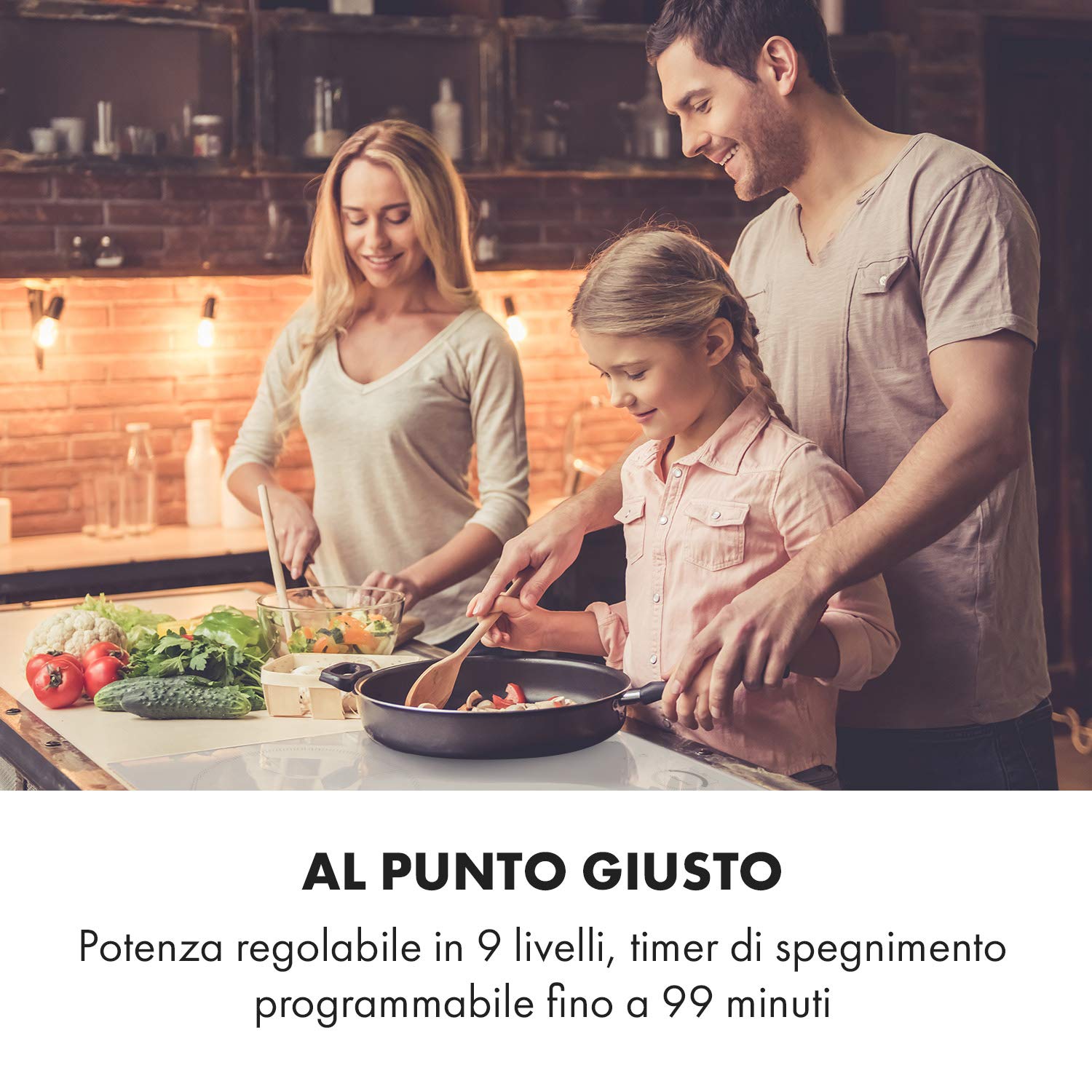 Klarstein Piastra Induzione 4 Fuochi, Piano Cottura 7000W, Integrata con Controllo Touch, Fornello Professionale