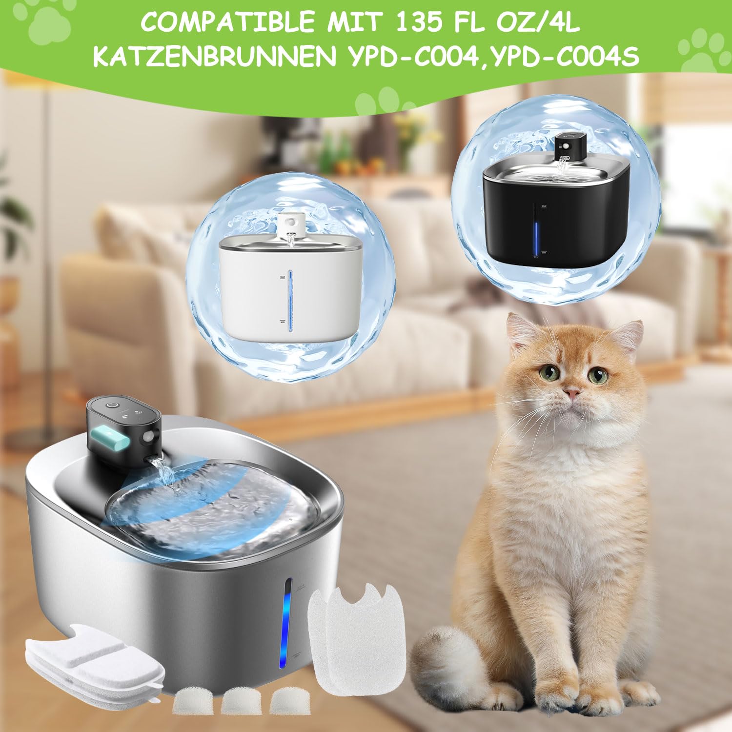 EPLZON 4 Packs YPD-C004 Cat Fountain Filter for 4L Fountain - Image 4