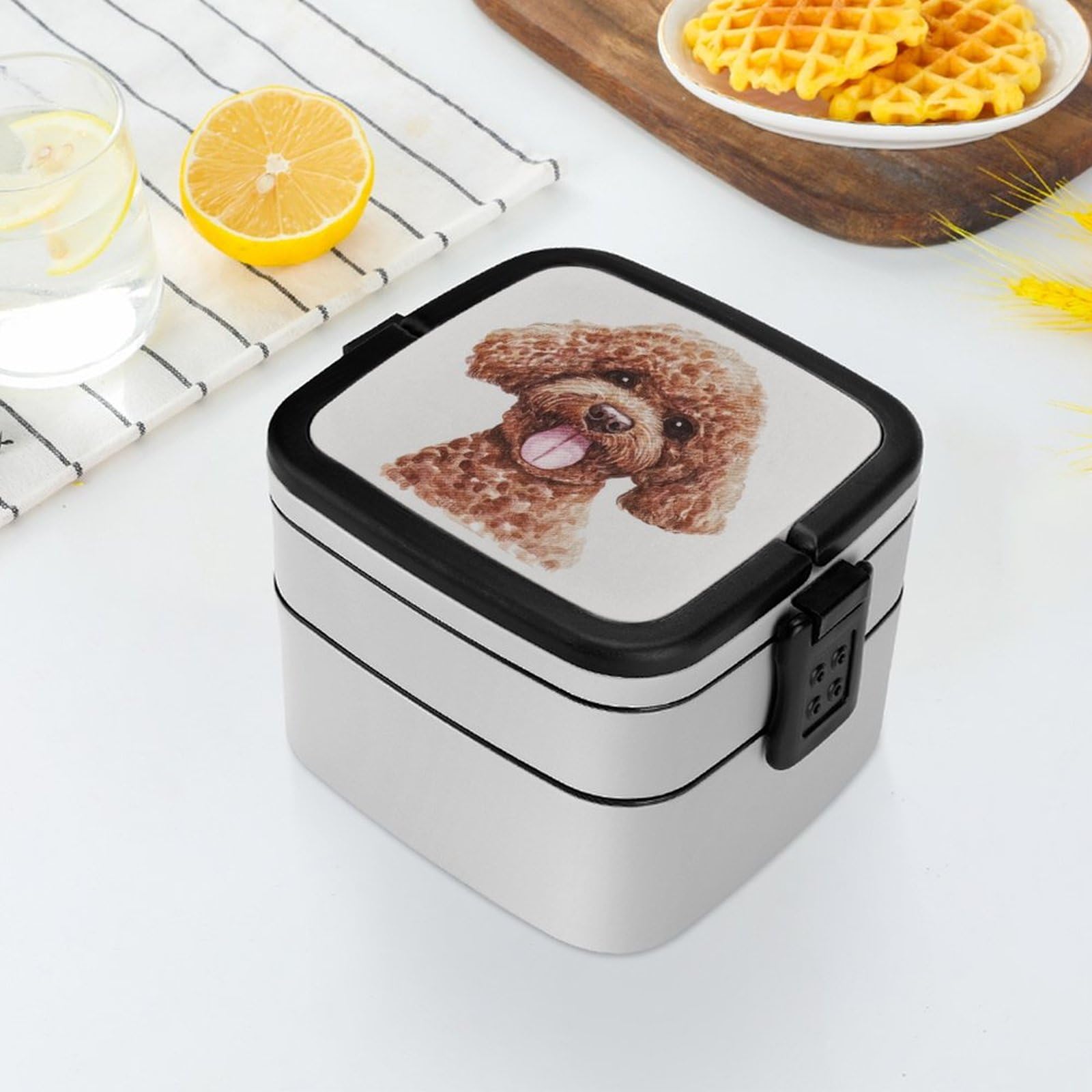 yotakochan　スリムタイプ❷ トイプードル2枚 Amazon.co.jp: トイプードル 茶 絵 キュート ランチボックス 二層弁当