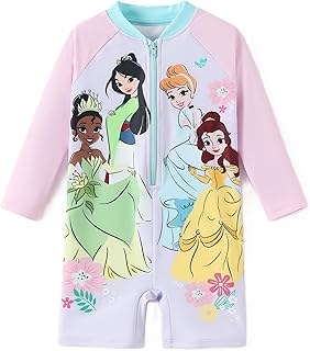 Disney Frozen Spiderman Princess Girls Swimsuits Long Sleeves Rashguard Bathing Suits UPF 50 Swimwear for Toddler Size 3M-6T