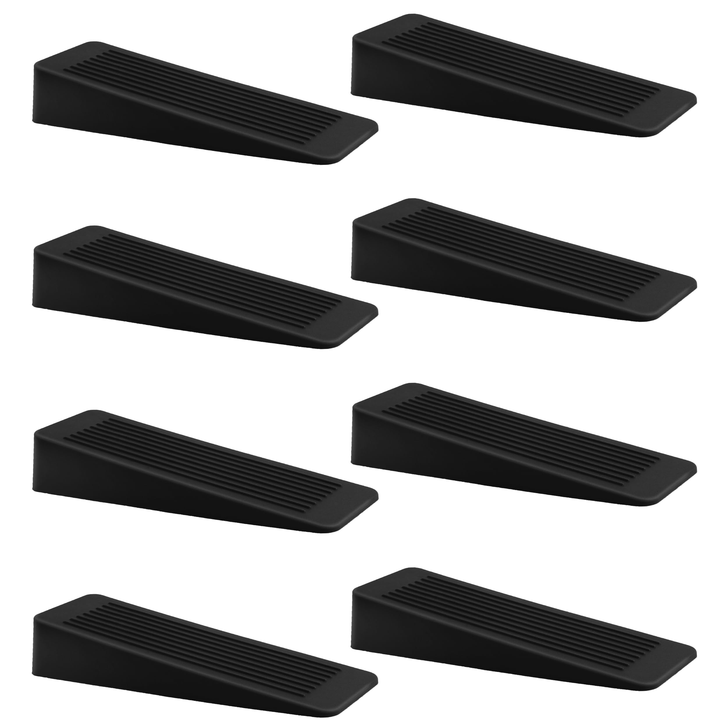 Black Rubber Door Stop 8 Pack, Door Stoppers for Floor, Door Stops Indoors, Door Wedge, Non-Slip Rubber Door Stopper, Door Wedges Indoors, Ideal for All Floor Types