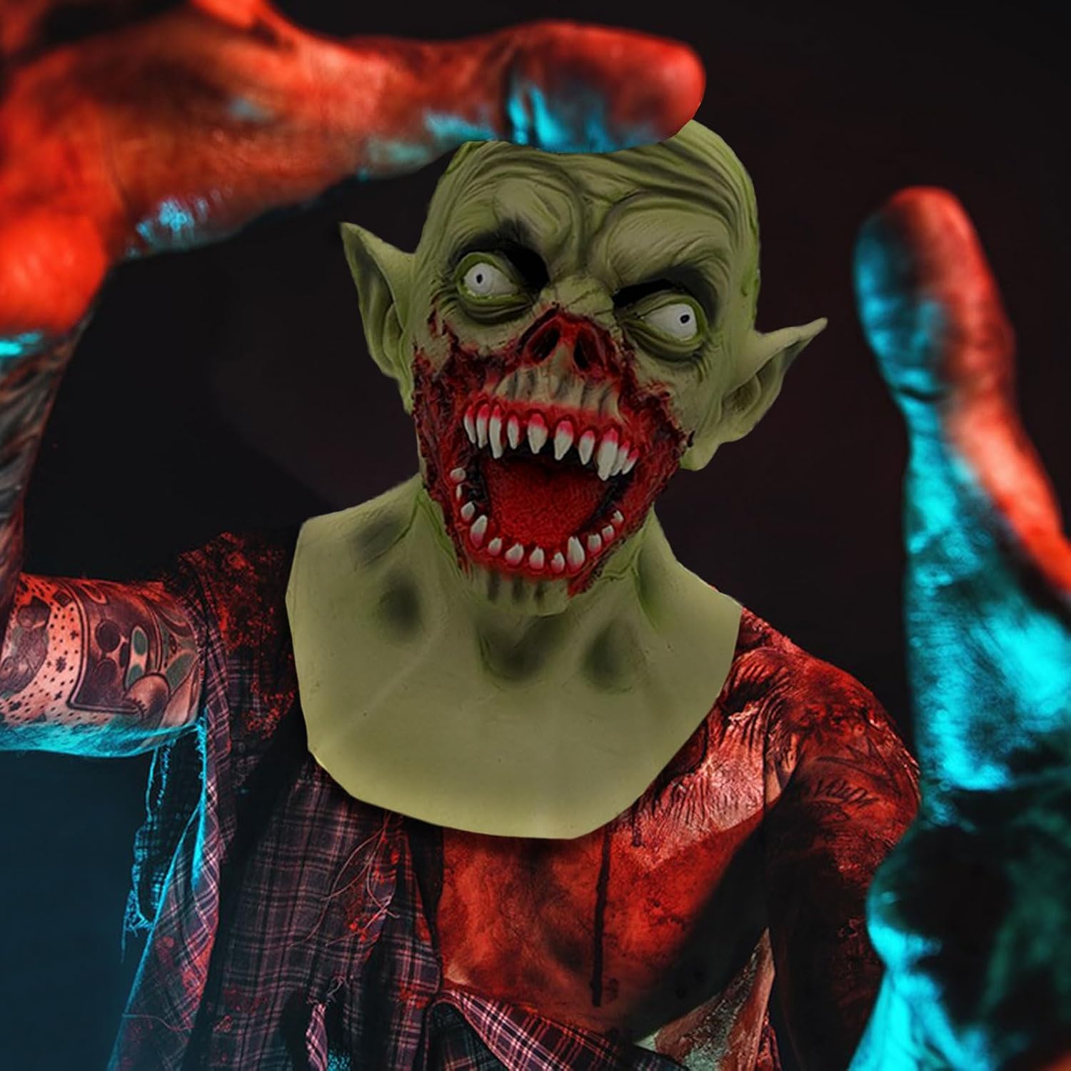 Scary Vampire Mask, Creepy Zombie Monster Sharp Teeth Head Masks Bared for Halloween Cosplay Party Props