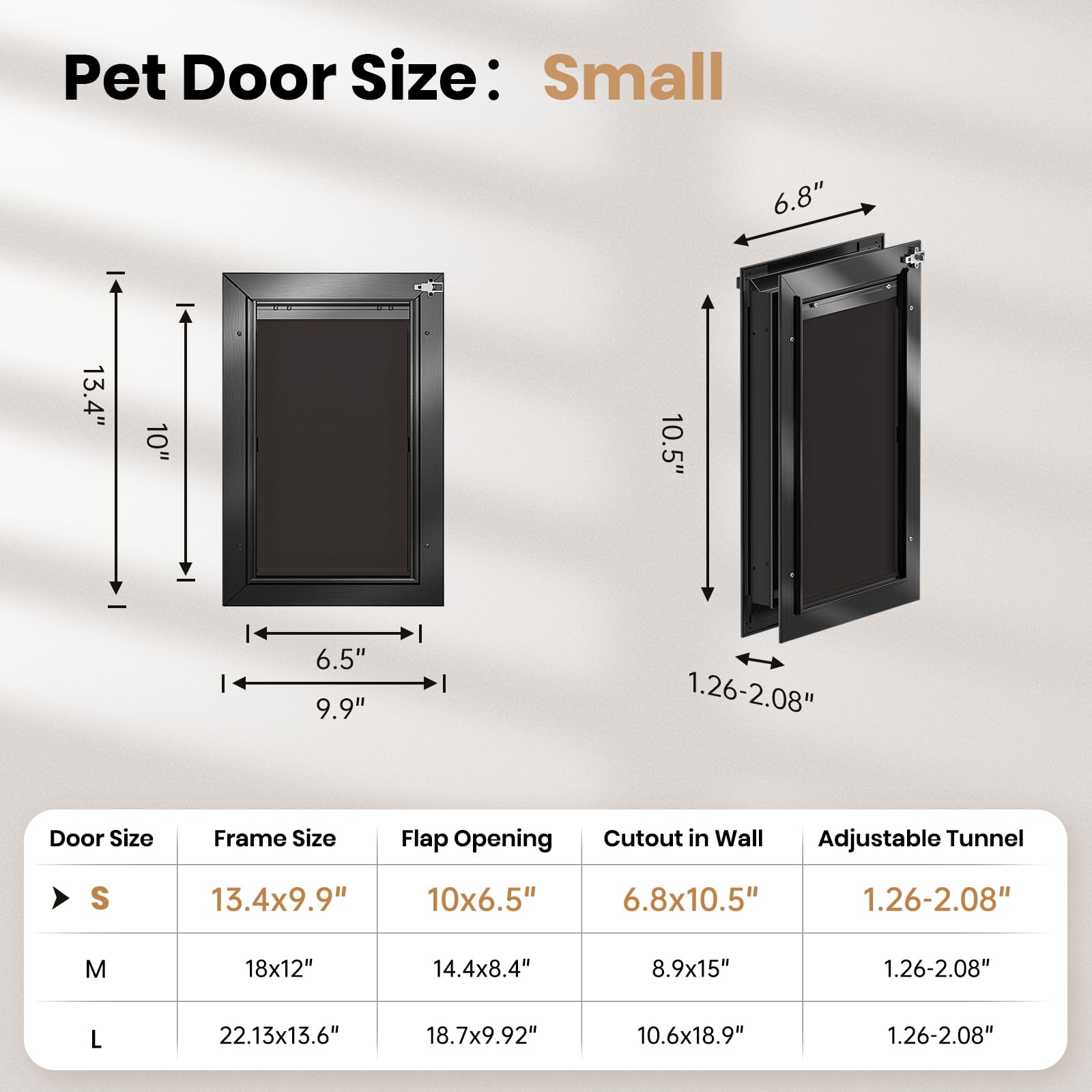 Porte pour chat avec cadre en aluminium, porte extérieure pour petit chien, porte robuste pour chien, double rabats magnétiques, isolation thermique, efficacité énergétique, panneau de verrouillage
