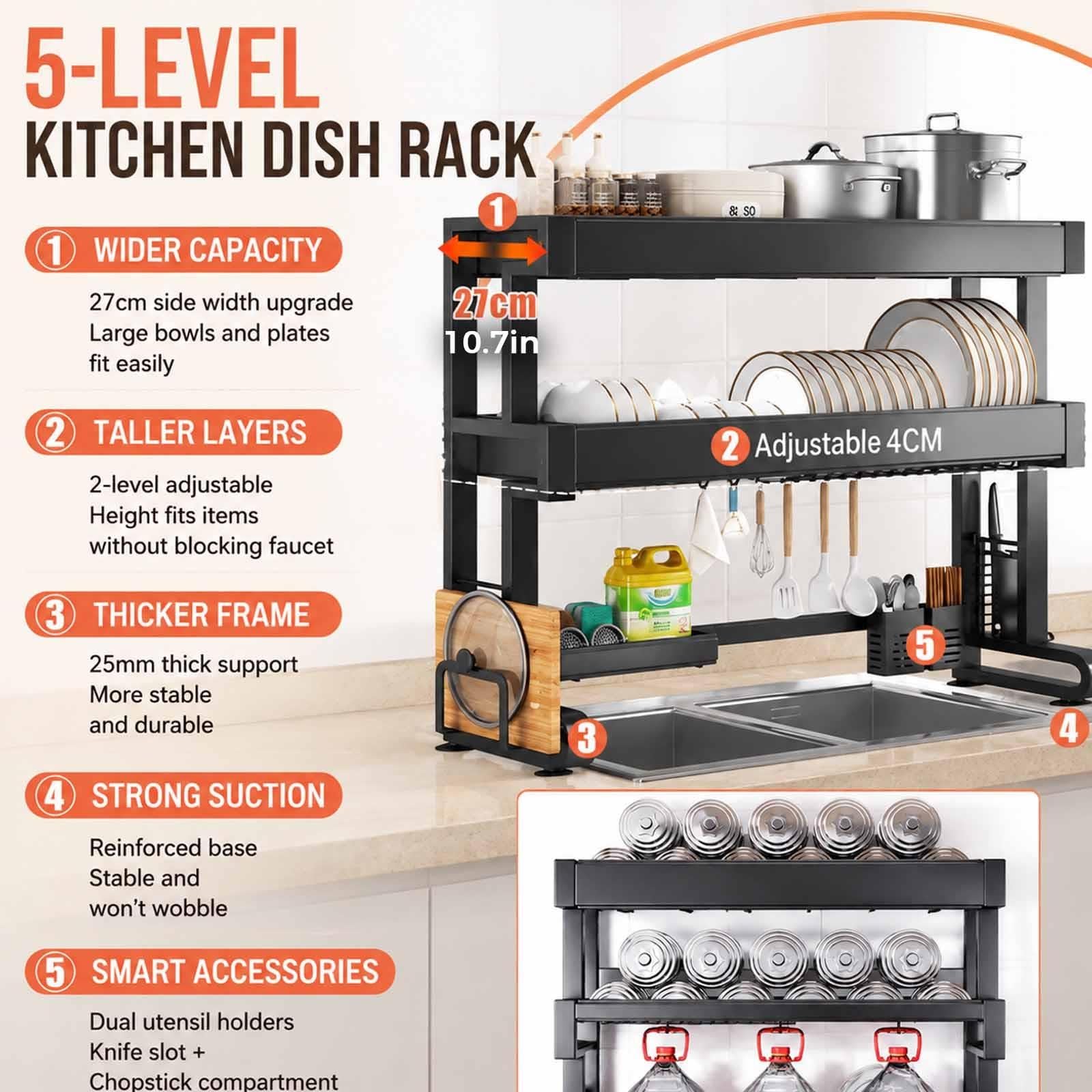 Scolapiatti Sopra Lavello ,Organizzatore Multifunzione Cucina Salvaspazio