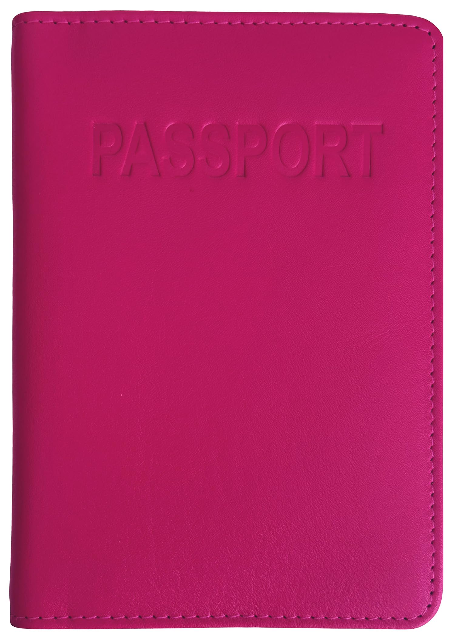 Genuine Leather RFID Passport Cover, Bright Pink, Standard Passport Size, Simple-image-43