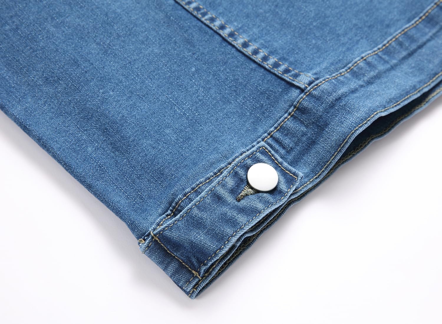 LZLER Mens Denim Jacket Stretchy Slim Fit Long Sleeve Jean Jacket for Men - Image 5