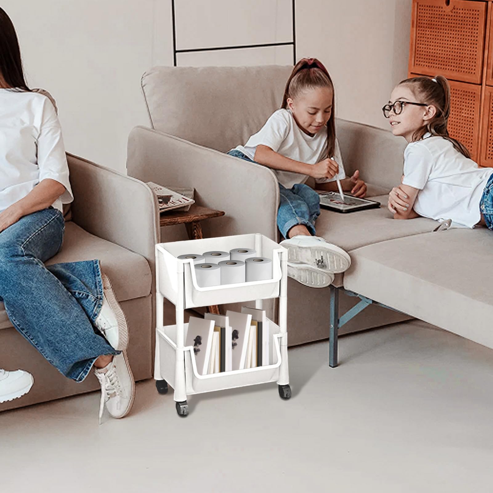 Genérico Rolling Trolley - Asientos en Varios Pisos | Organizador de Carro de ROP | Roll Carryys en Varios Niveles para Libros | Juguetes, papelería y bocadillos organizadores para pequeños