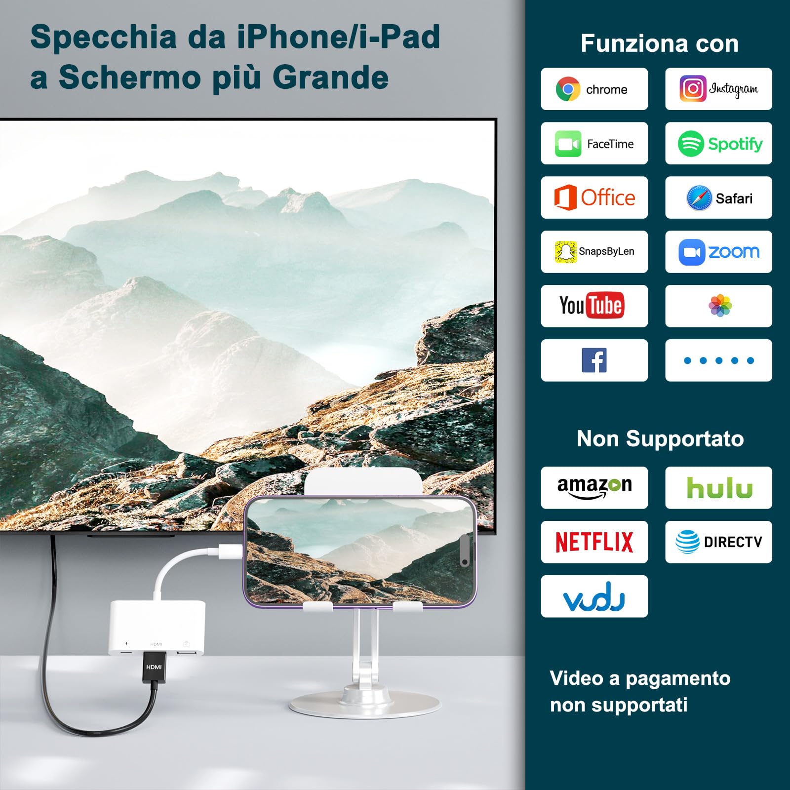 Uniytriox Unitrox Adattatore HDMI Cavo Digitale AV 1080P USB Adattatore Femmina OTG e Porta di Ricarica Supporto USB Flash Drive, Tastiera MIDI, Mouse, per iPhone 11 12 13 14 Xs XR X 8 7 6 5/Pad
