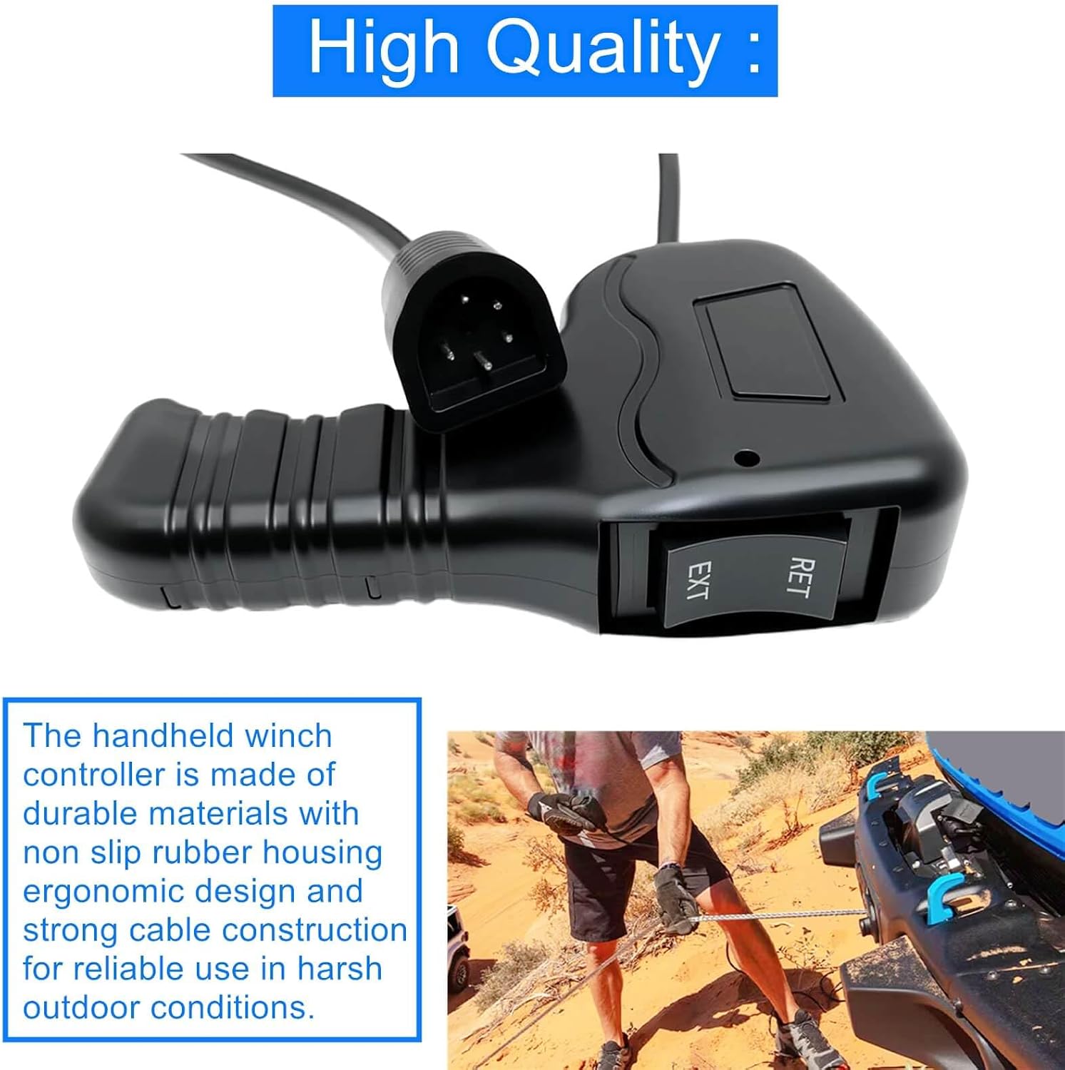 Winch Remote Controller for WARN 9.5ti 9.5cti 16.5ti Winches, Plug-in Handheld Control with 12ft Cord Cable, Replace 83658