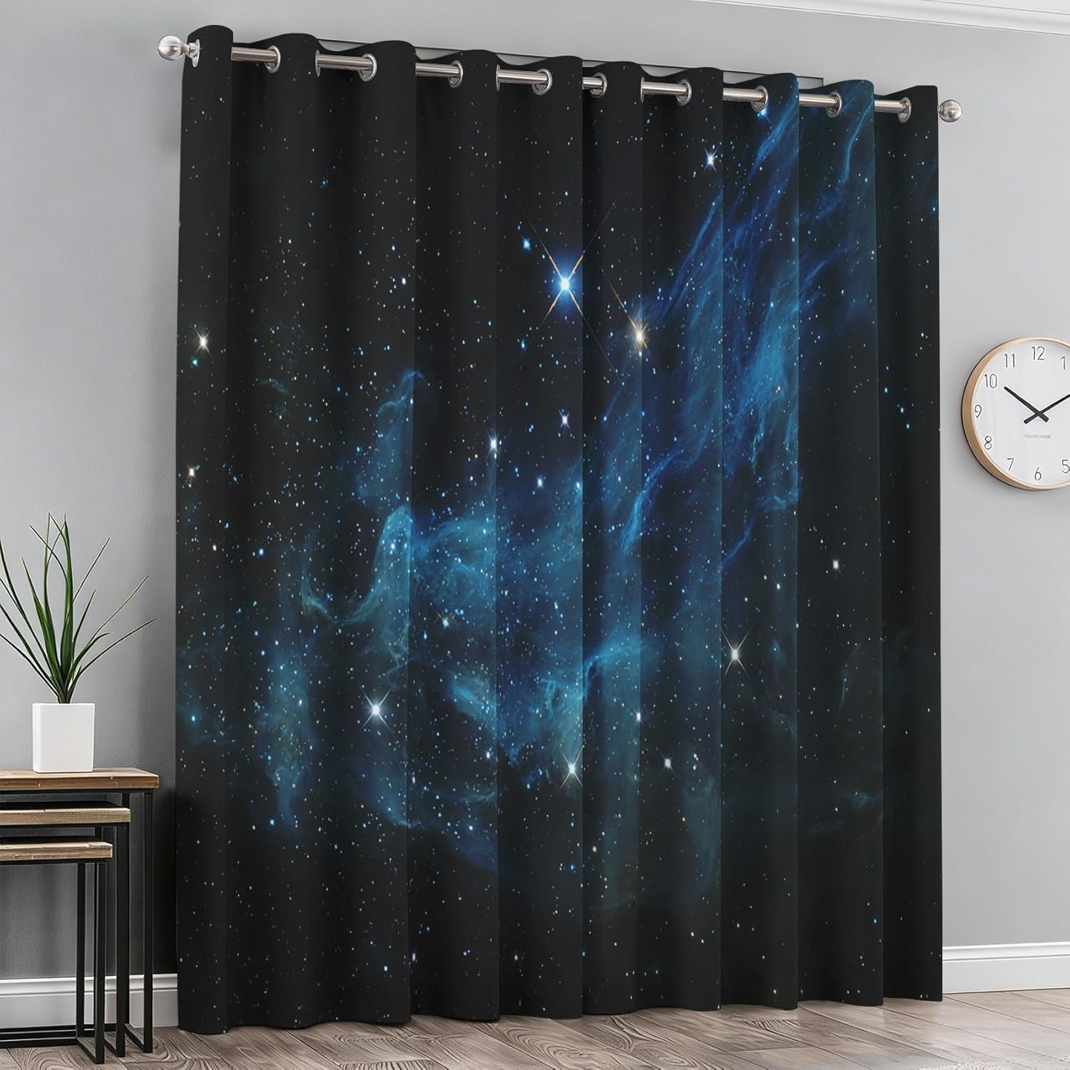 Vorhänge Blickdicht Sternenhimmel Verdunklungsvorhänge mit Ösen Thermovorhang 3D Druck Jugendzimmer Vorhang Verdunkelung für Wohnzimmer Schlafzimmer Gardinen 2er Set 2x140x175cm BxH A/1493