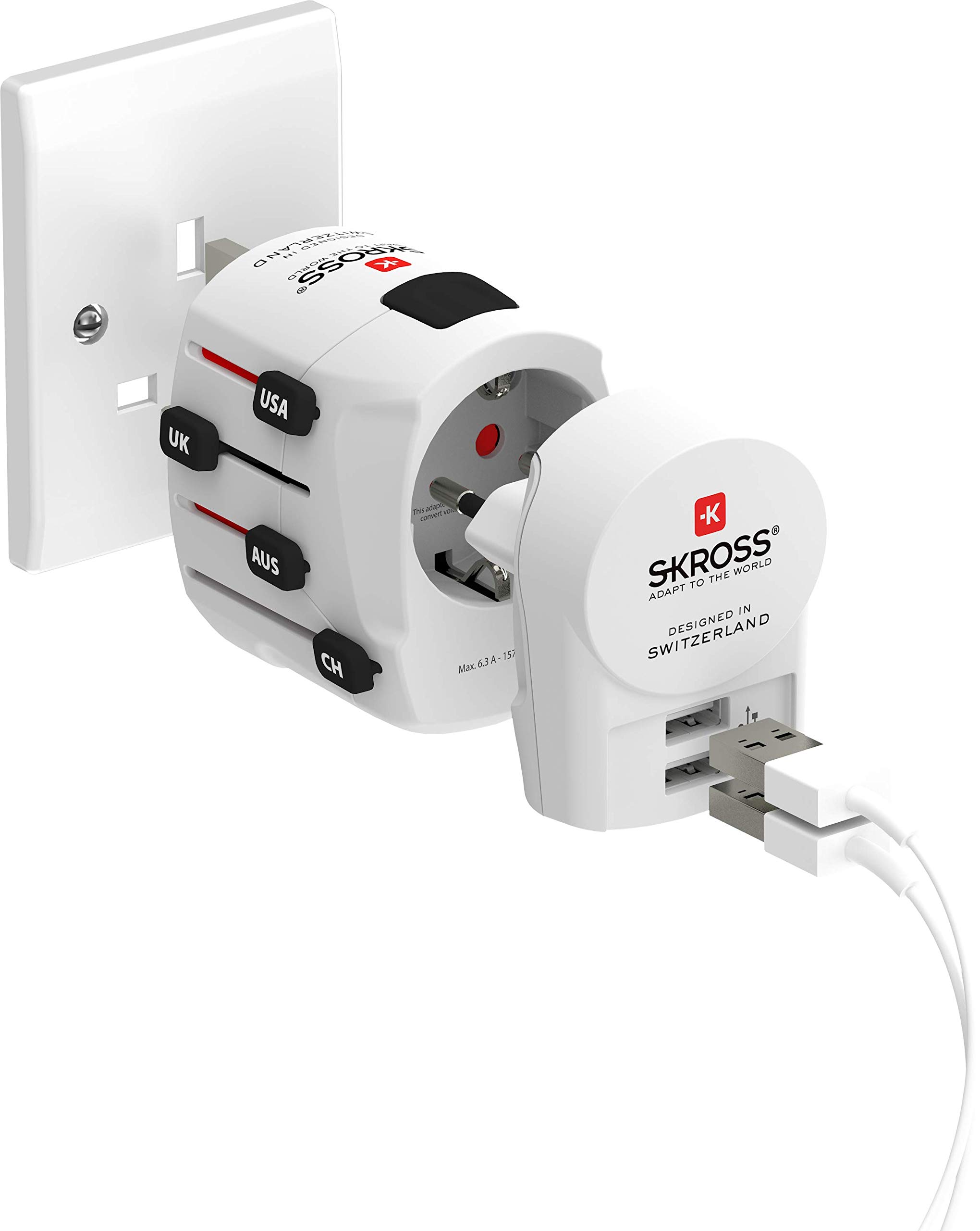 SKROSS MUV USB 4xA – Adattatore Universale Da Viaggio Con 4 Porte USB, Anti Shock E Kid Safe