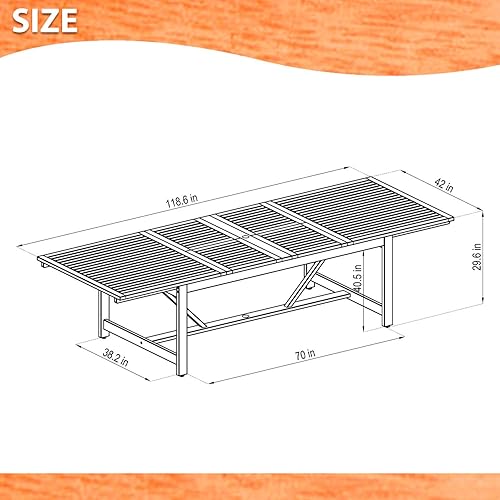 Miniatura 5 de Brampton - Juego de comedor extensible de 9 piezas, madera de eucalipto, ideal para exteriores e interiores