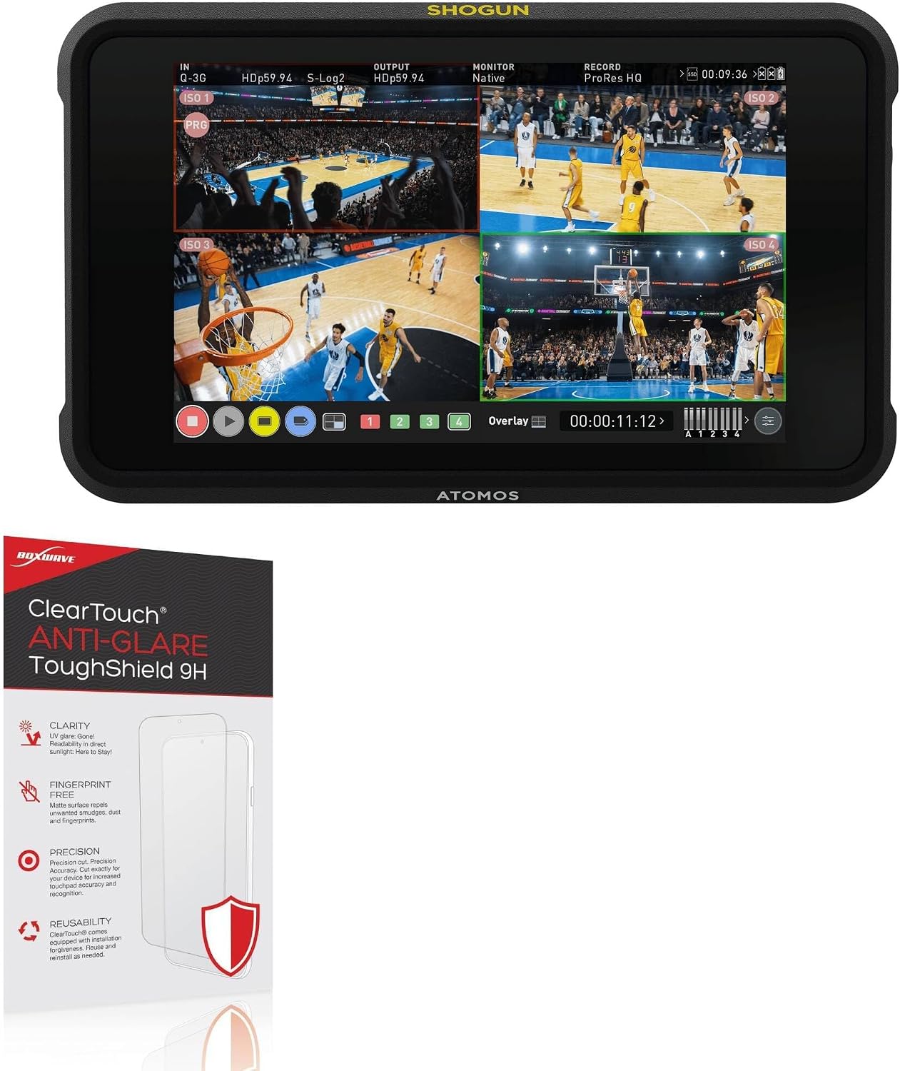 BoxWave Screen Protector Compatible with Atomos Shogun HDR Classic (7 in) - ClearTouch Anti-Glare ToughShield 9H (2-Pack), Anti-Glare 9H Tough Flexible Film Screen Protector