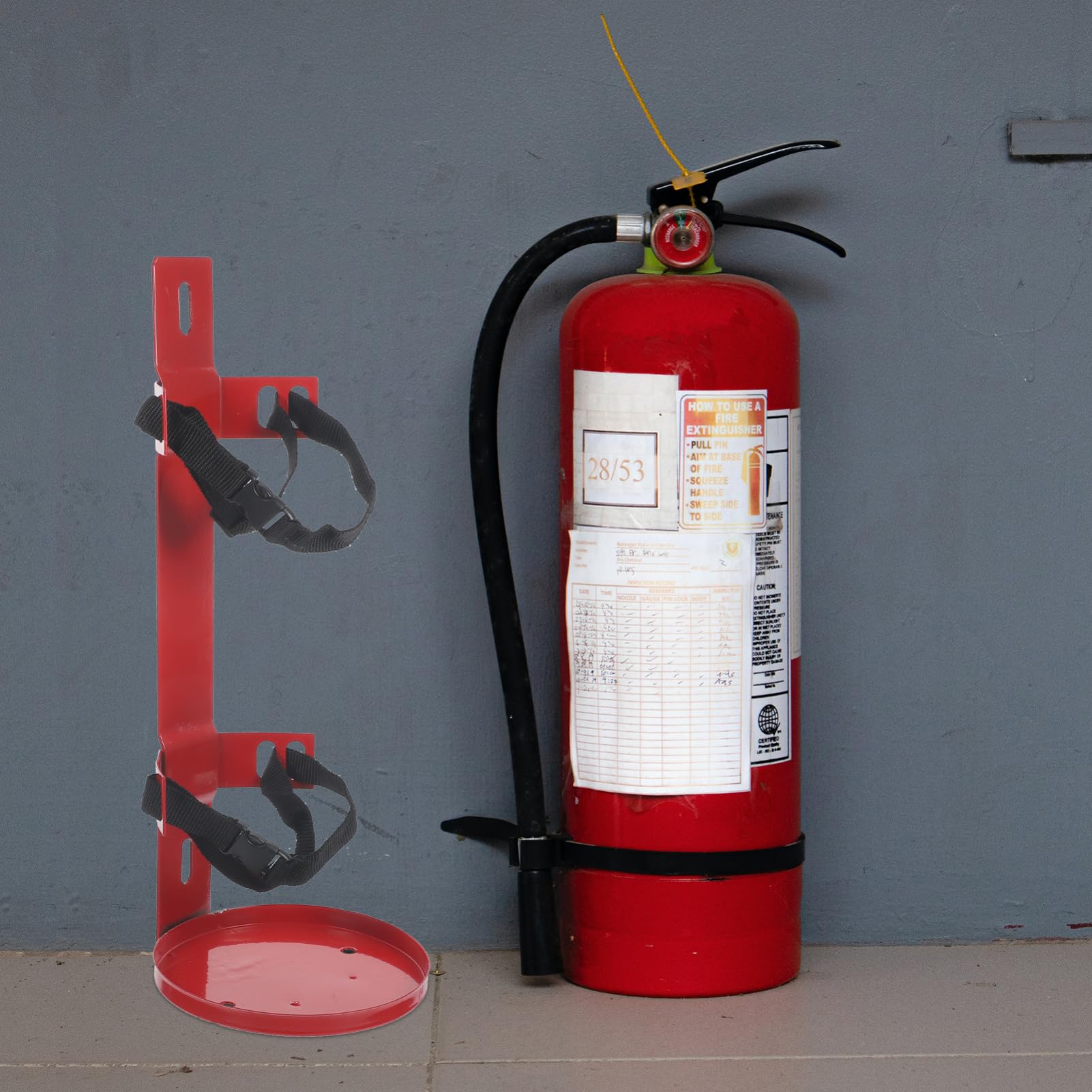 DOITOOL Soporte Fácil Incendios para Hierro Extintor de Poliéster Rojo de Instalar Ahorra Espacio Color Adecuado para Hoteles y Hogares