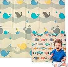 Edibaby, Alfombra Bebe, 200 x 180 cm, 1 cm Grosor, Diseño Infantil, Acolchada de XPE, Reversible y Plegable, Tapete Actividades, Colchoneta para Niños para Juegos en el Suelo (Ocean Edition)