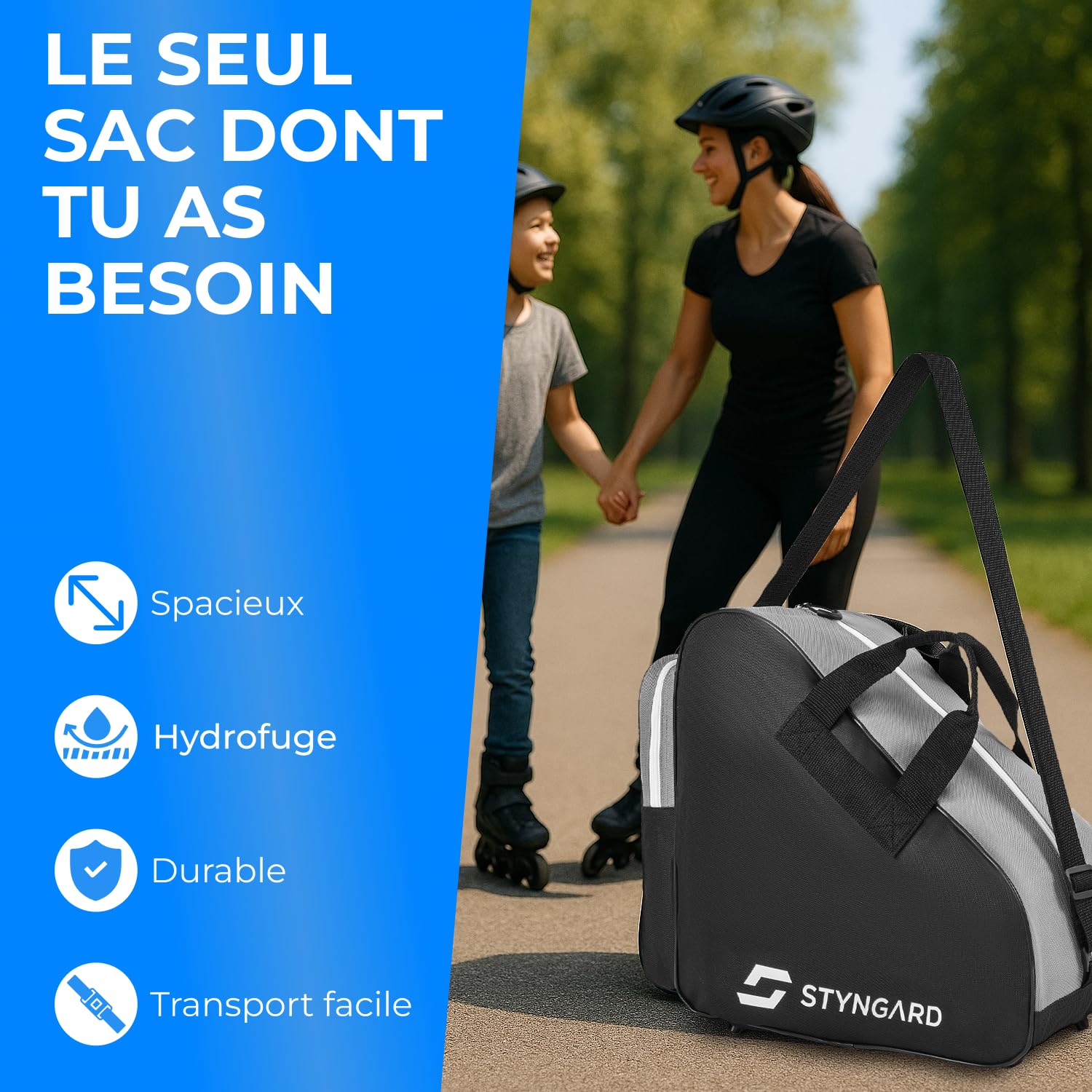STYNGARD Sac à Patin pour Femmes et Hommes - Sac à roulettes pour Patins à Glace et Rollers Sac en matériau Robuste - Modèle Montreal